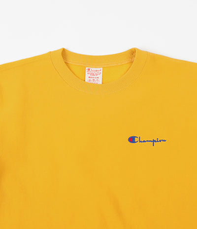 Champion Small Script Reverse Weave Crewneck Sweatshirt - Mustard