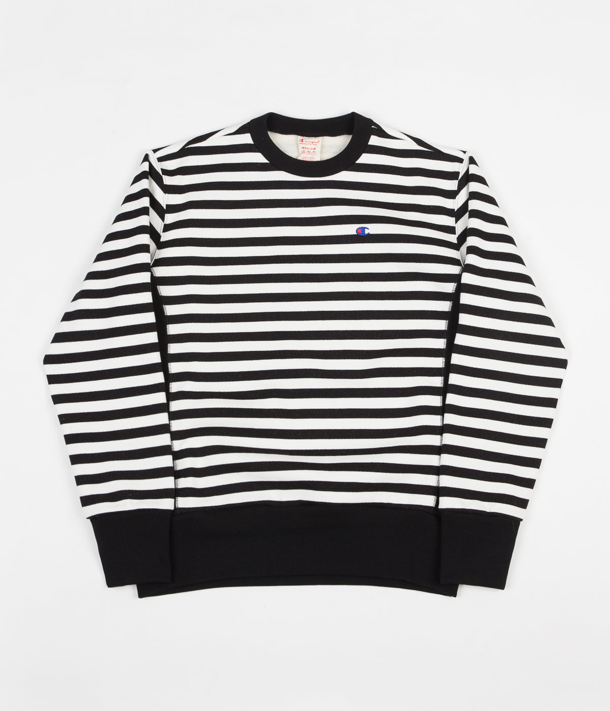Champion Striped Crewneck Sweatshirt - Black / White | Flatspot Champion Striped Crewneck Sweatshirt - Black / White | Flatspot