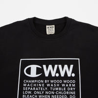 Champion x Wood Wood Mike Box Logo Crewneck Sweatshirt - Black / White thumbnail
