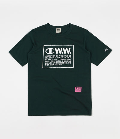 Champion x Wood Wood Rick Box Logo T-Shirt - Green / White
