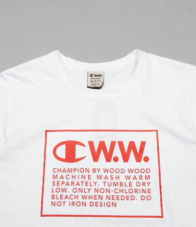 Champion x Wood Wood Rick Box Logo T-Shirt - White / Red
