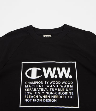 Champion x Wood Wood Rodney Box Logo Long Sleeve T-Shirt - Black / White