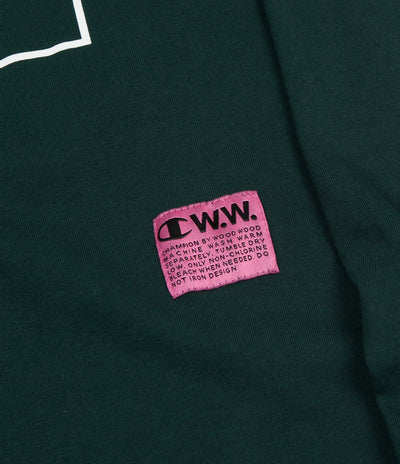 Champion x Wood Wood Rodney Box Logo Long Sleeve T-Shirt - Green / White