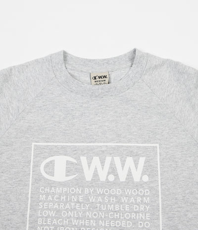 Champion x Wood Wood Rodney Box Logo Long Sleeve T-Shirt - Grey / White