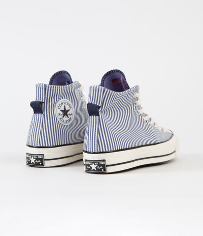 Converse CTAS 70's Hi Hickory Stripe Shoes - Washed Indigo / Egret / Black