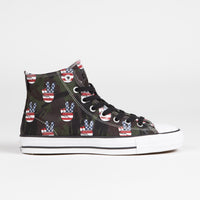 Converse CTAS Pro Hi Camo Peace Shoes in Piquant Green and Insignia Blue / Varsity Red thumbnail