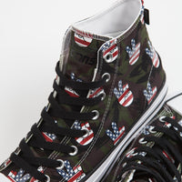Converse CTAS Pro Hi Camo Peace Shoes in Piquant Green and Insignia Blue / Varsity Red thumbnail