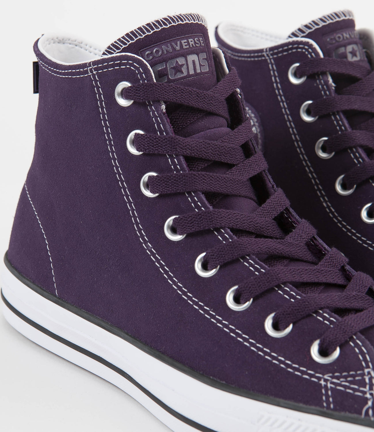 Converse CTAS Pro Hi Suede Shoes Grand Purple Vivid Sulfur White Flatspot