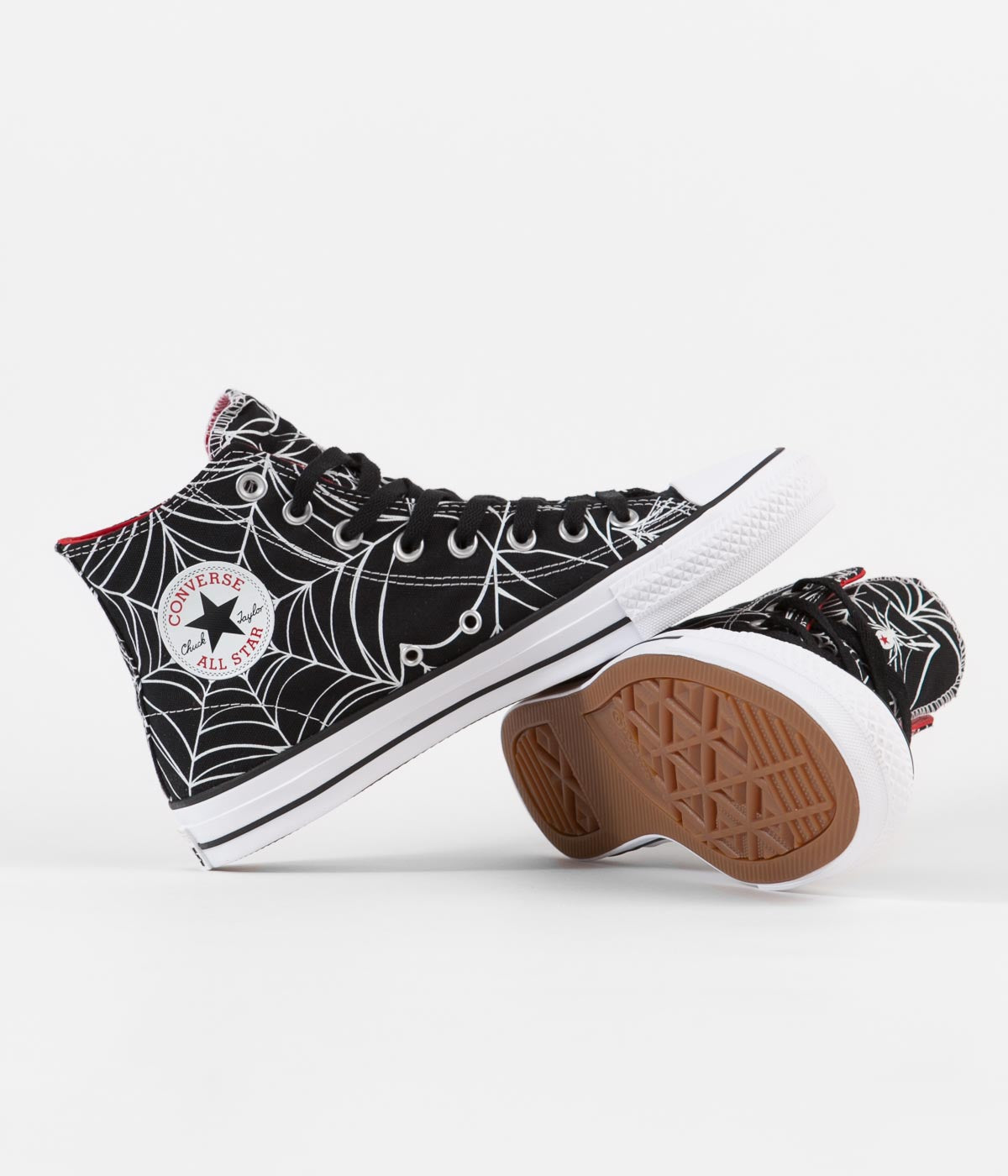 Converse CTAS Pro Hi White Widow Shoes Black University Red Whit Flatspot