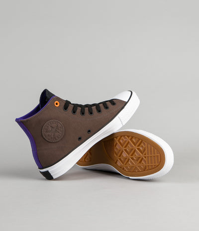 Converse CTAS Pro Leather Hi Shoes - Dark Chocolate / Black / Grape