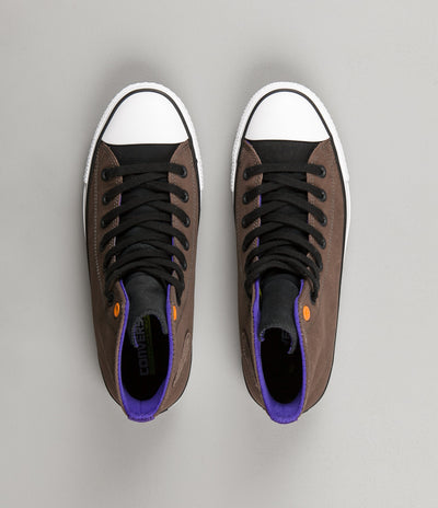 Converse CTAS Pro Leather Hi Shoes - Dark Chocolate / Black / Grape