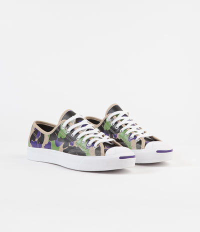 Converse Jack Purcell Ox Archive Prints Leather Shoes - Black / Candied Ginger / Court Purple