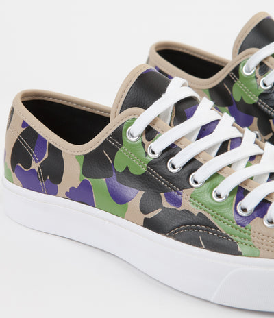 Converse Jack Purcell Ox Archive Prints Leather Shoes - Black / Candied Ginger / Court Purple