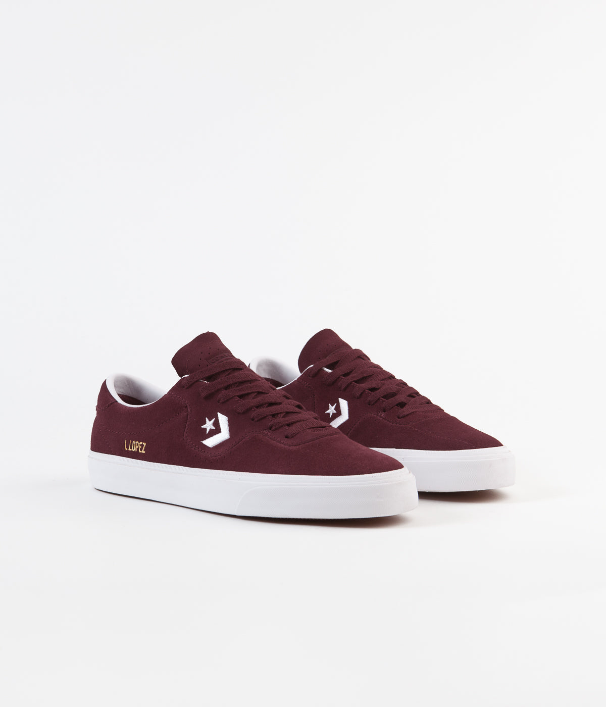 Converse Louie Lopez Pro Ox Classic Suede Shoes Dark Burgundy Whit Flatspot