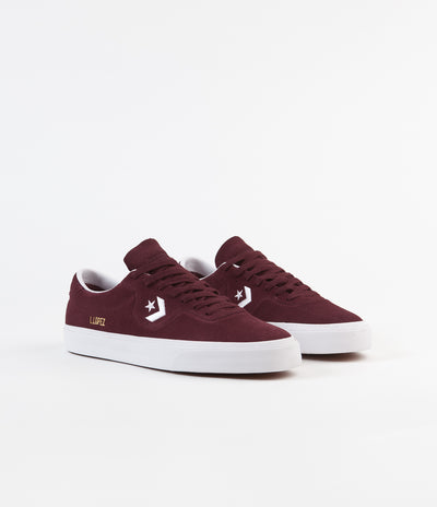 Converse Louie Lopez Pro Ox Classic Suede Shoes - Dark Burgundy / White / Gum