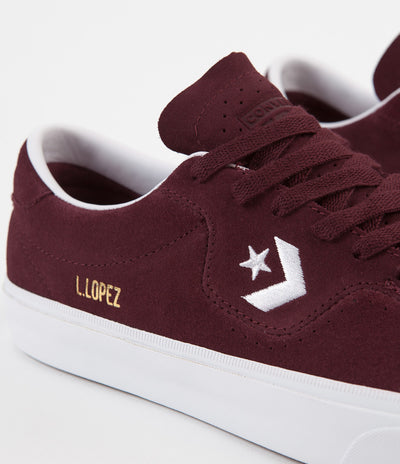 Converse Louie Lopez Pro Ox Classic Suede Shoes - Dark Burgundy / White / Gum