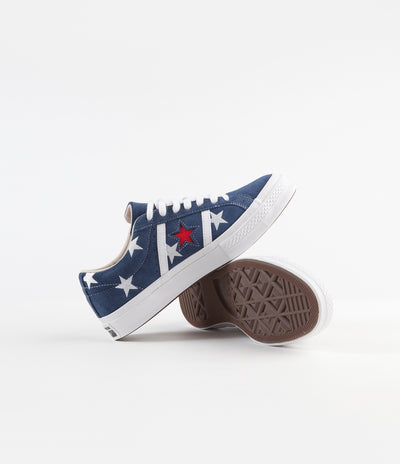 Converse One Star Academy Ox Archive Print Remixed Shoes - Navy / Enamel Red / White