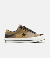 Converse One Star Ox Camo Suede Shoes - Black / Olive Flak / Wheat