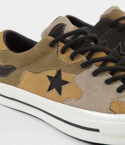 Converse One Star Ox Camo Suede Shoes - Black / Olive Flak / Wheat