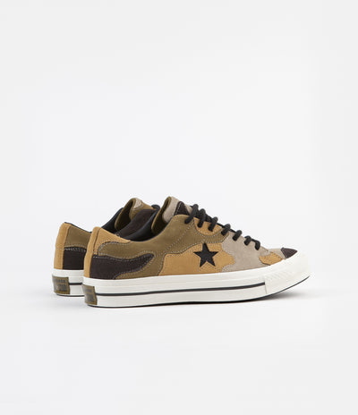 Converse One Star Ox Camo Suede Shoes - Black / Olive Flak / Wheat