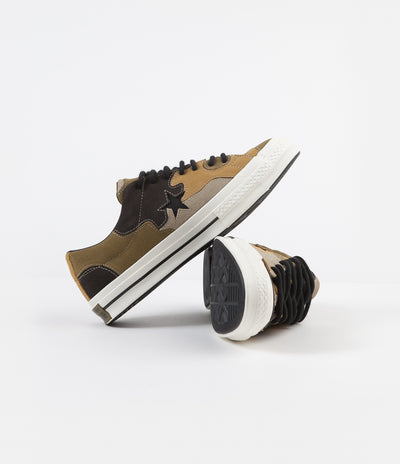 Converse One Star Ox Camo Suede Shoes - Black / Olive Flak / Wheat