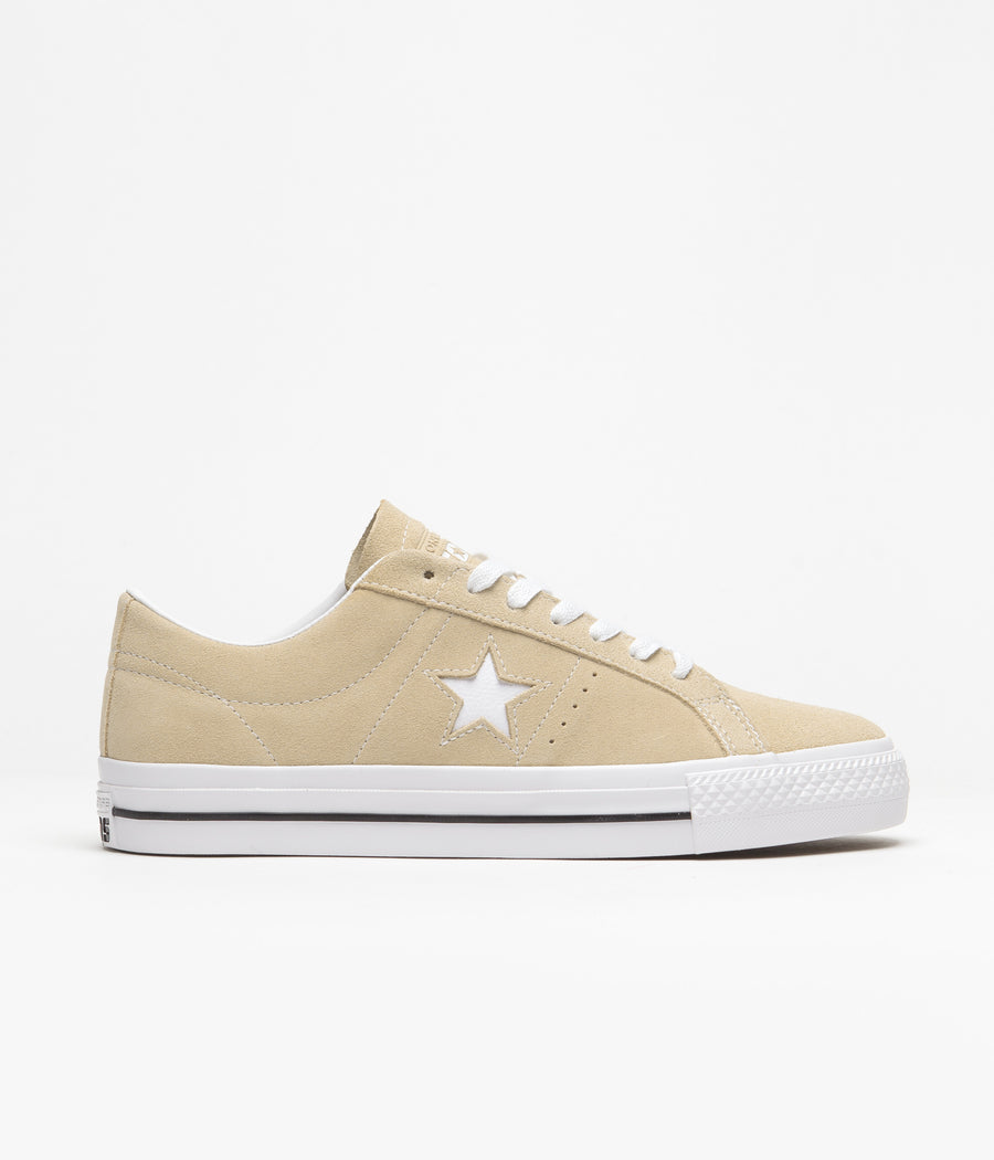 Converse One Star Pro Classic Suede Ox Shoes - Oat Milk / White / Black