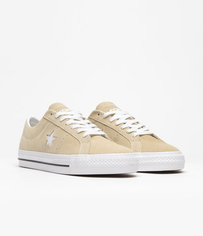 Converse One Star Pro Classic Suede Ox Shoes - Oat Milk / White / Black