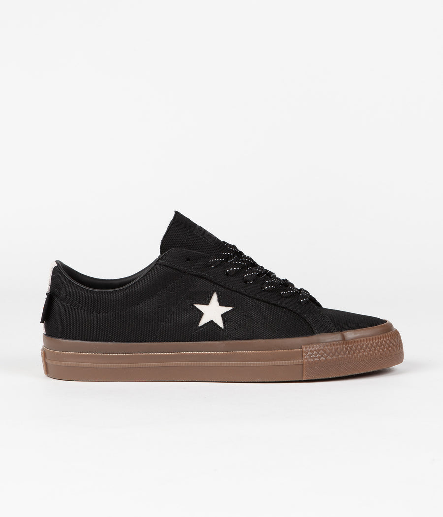 Converse One Star Pro Cordura Canvas Ox Shoes - Black / White / Dark Gum