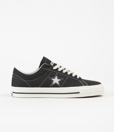 Converse One Star Pro Ox Leather Shoes - Black / Black / Egret