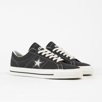 Converse One Star Pro Ox Leather Shoes - Black / Black / Egret thumbnail