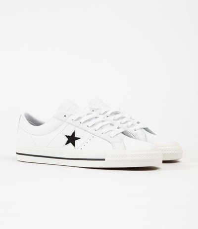 Converse One Star Pro Ox Leather Shoes - White / Black / Egret
