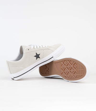 Converse One Star Pro Suede Ox Shoes - Egret / White / Black