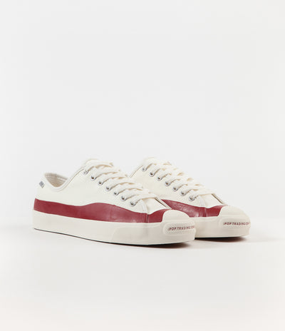 Converse x Pop Trading Company JP Pro Ox Shoes - Egret / Red Dahlia