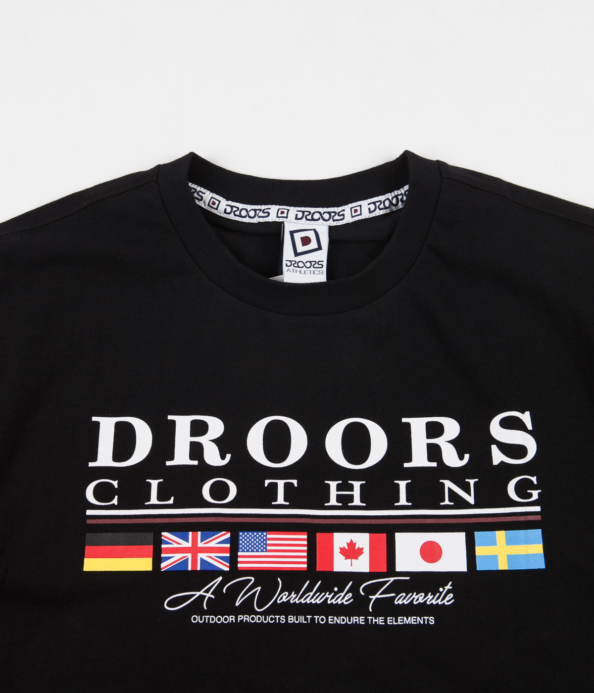 Droors Worldwide Favourite T Shirt Jet Black Flatspot Droors Worldwide Favourite T Shirt Jet Black Flatspot