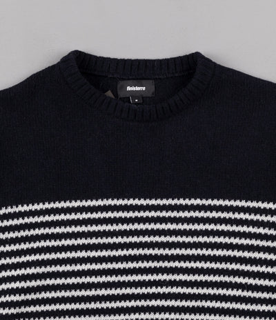 Finisterre Burras Crewneck Sweatshirt - Navy Stripe