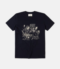 Folk Charm Print T-Shirt - Navy