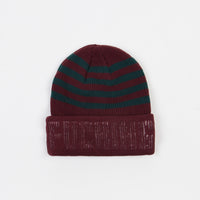 Fucking Awesome FA World Striped Cuff Beanie in Maroon and Green thumbnail
