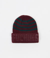 Fucking Awesome FA World Striped Cuff Beanie in Maroon and Green