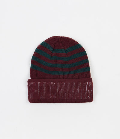 Fucking Awesome FA World Striped Cuff Beanie in Maroon and Green