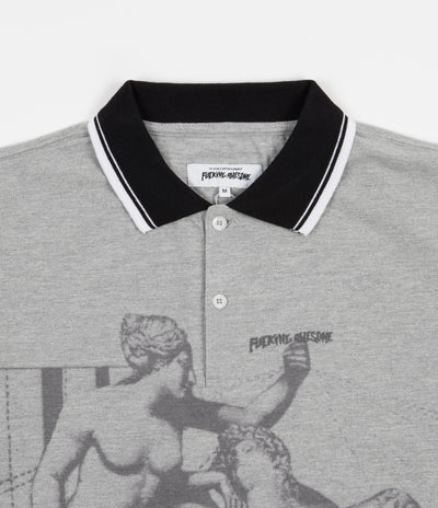 Fucking Awesome Perspective Statue Polo Shirt - Heather Grey / Black