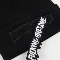 Fucking Awesome Velcro Stamp Cuff Beanie - Black thumbnail
