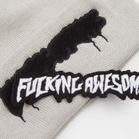 Fucking Awesome Velcro Stamp Cuff Beanie - Grey thumbnail