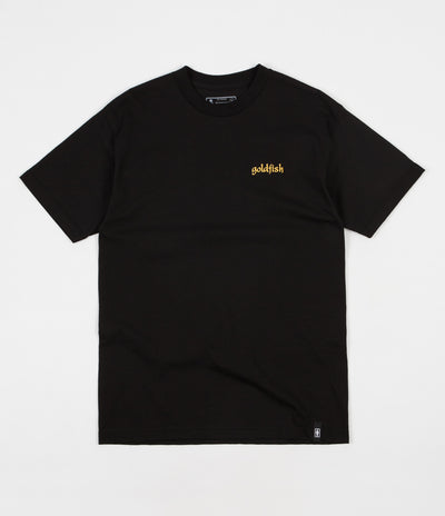 Girl Goldfish Embroidered T-Shirt - Black