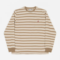 Gramicci One Point Striped Long Sleeve T-Shirt - Brown / Ivory thumbnail