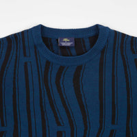 Helas Psychedelic Knitted Crewneck Sweatshirt - Ink Blue thumbnail