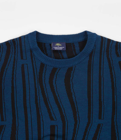 Helas Psychedelic Knitted Crewneck Sweatshirt - Ink Blue