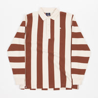 Helas Ray Long Sleeve Polo Shirt in Beige and Brown thumbnail