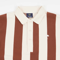 Helas Ray Long Sleeve Polo Shirt in Beige and Brown thumbnail