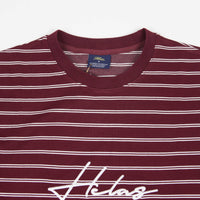 Helas Rayure Long Sleeve T-Shirt - Burgundy / White thumbnail