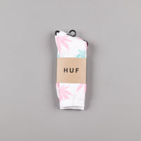 HUF Plantlife Crew Socks - White / Pink / Turquoise thumbnail